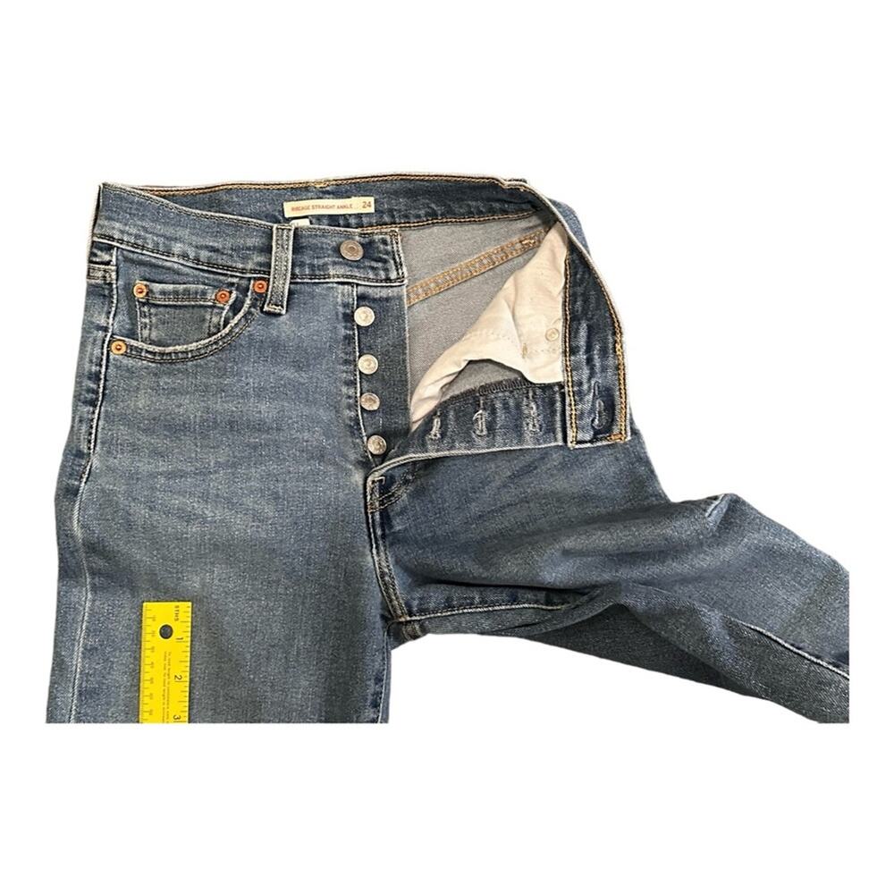 LEVI’S Ribcage Straight Button Fly Blue Light Wash Blank R High Rise Jeans 24 - Picture 2 of 11